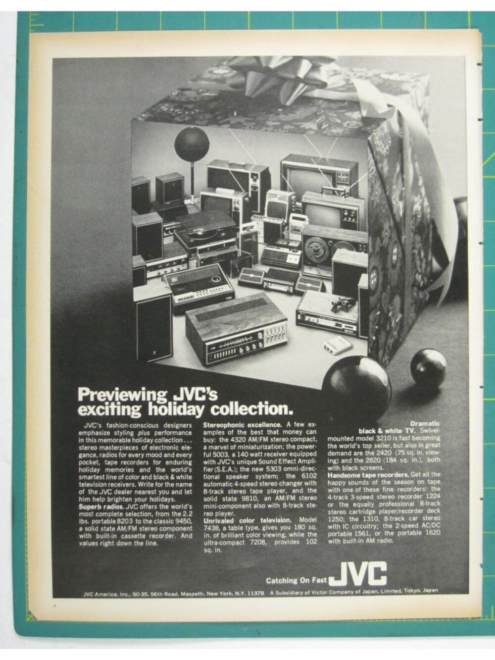 Print Ad Previewing JVCs Holiday Electronics Stereo Radios TVs 1960s Vintage